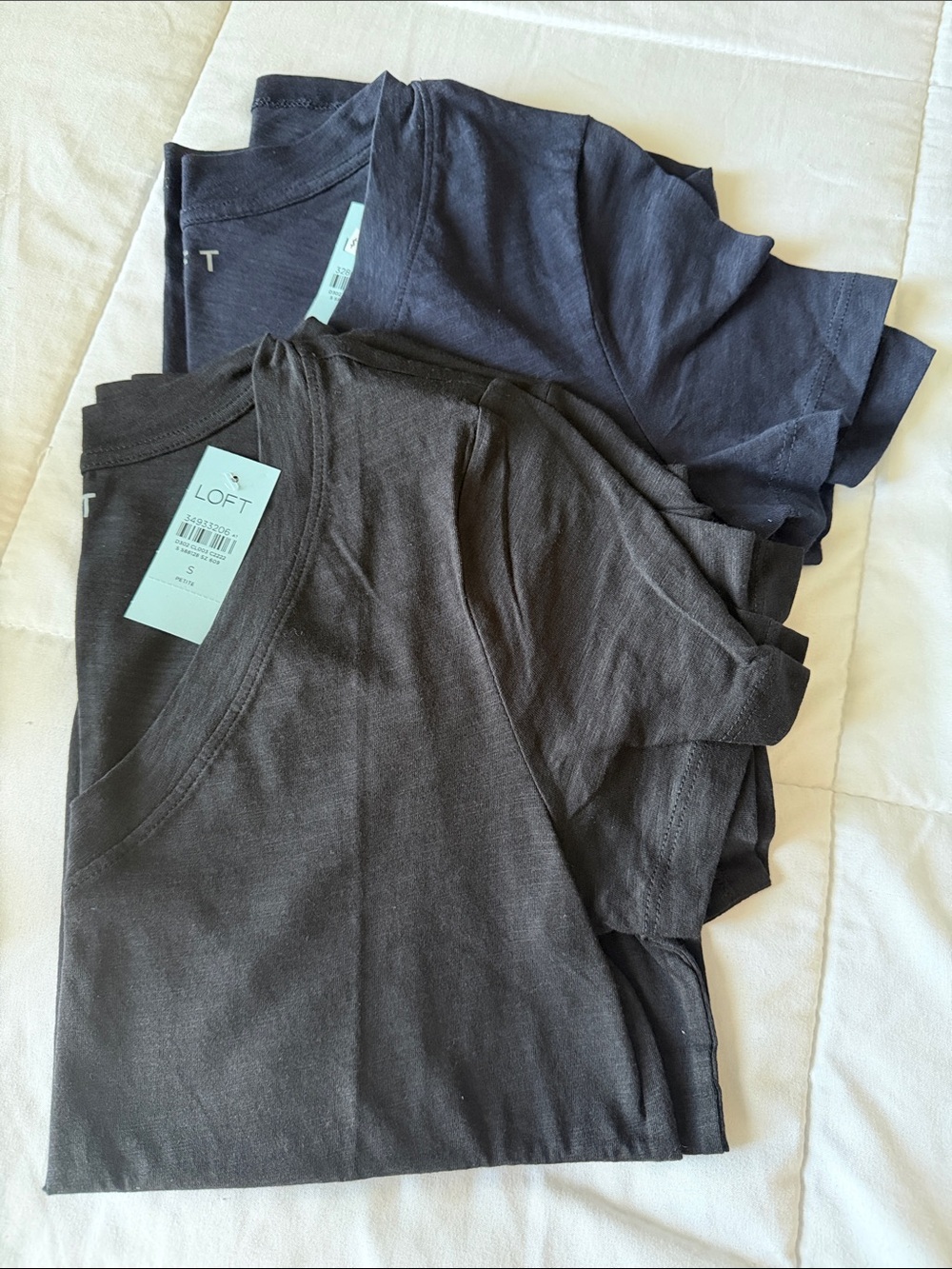 LOFT Short Sleeve V-Neck Tee Duo in Charcoal Gray and Navy